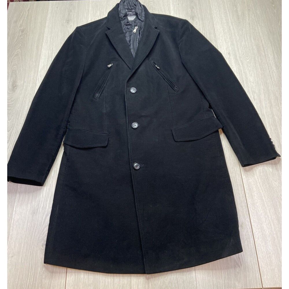 Hugo Boss Coat Mens 46R Black The Street Overcoat Winter Luxury Money Liner
